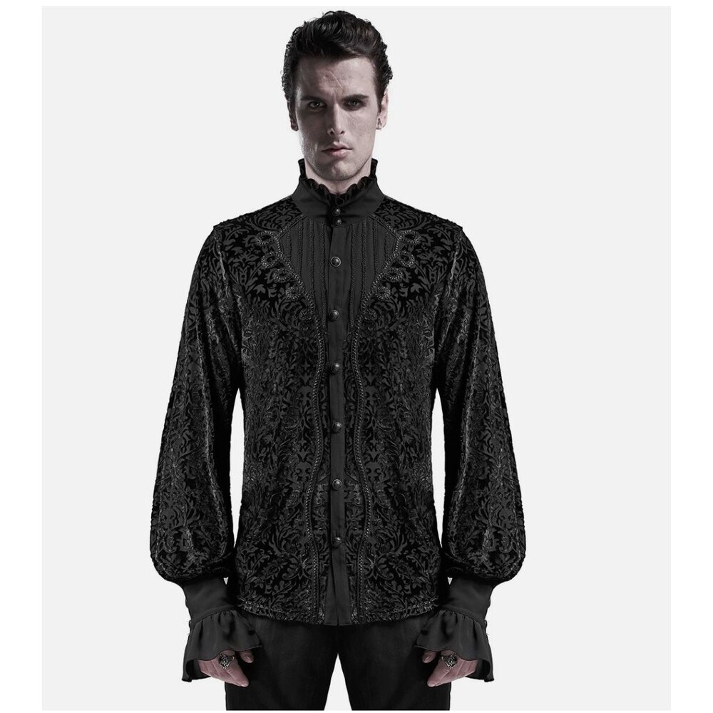 Punk Rave Velvet Burnout Button Up Victorian Shirt Goth Vampire Steampunk ALT XL